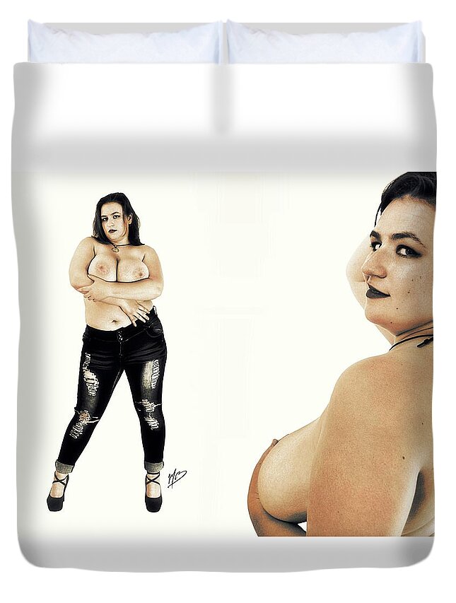 Breast Duvet Cover featuring the digital art Mona 5 by Mark Baranowski