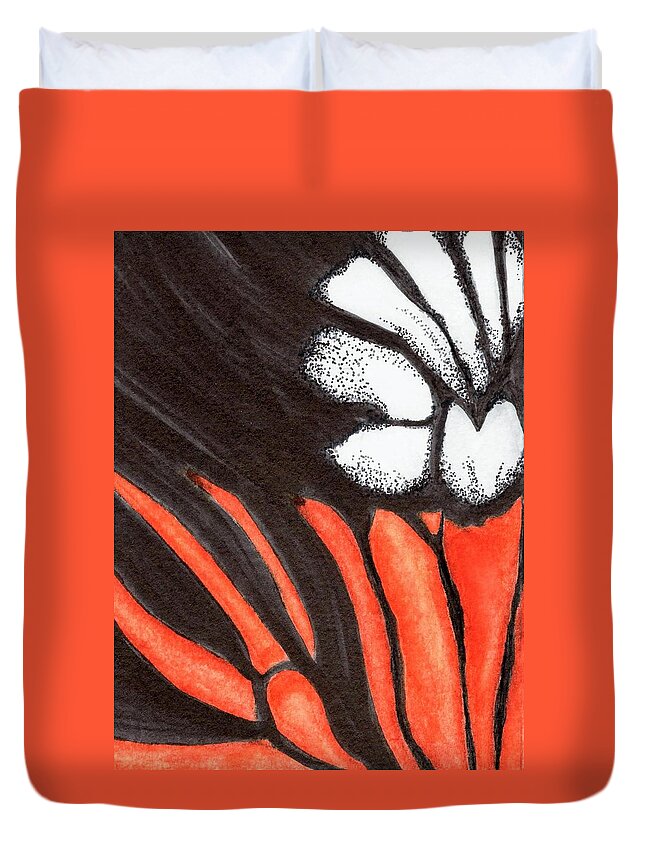 Red Duvet Cover featuring the painting Monarch by Misty Morehead