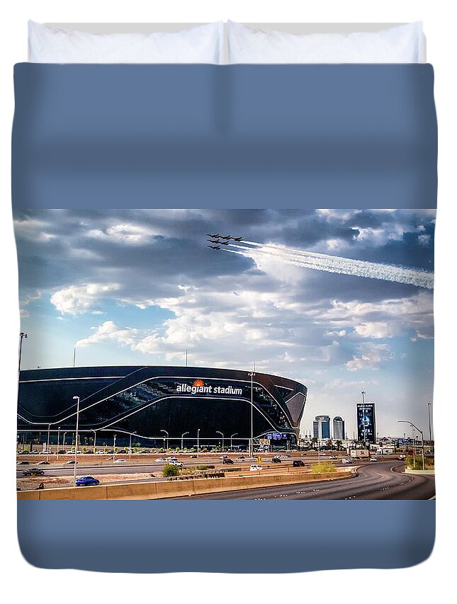  Duvet Cover featuring the photograph Monday Night Football Las Vegas by Michael W Rogers