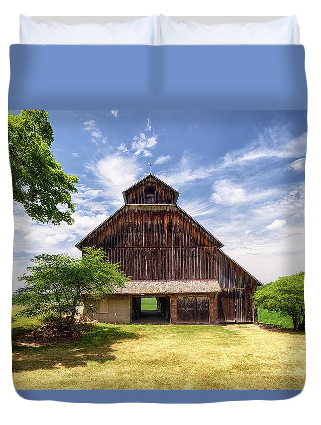 Barn Duvet Cover featuring the photograph Monitor Barn - Parke County, Indiana by Susan Rissi Tregoning