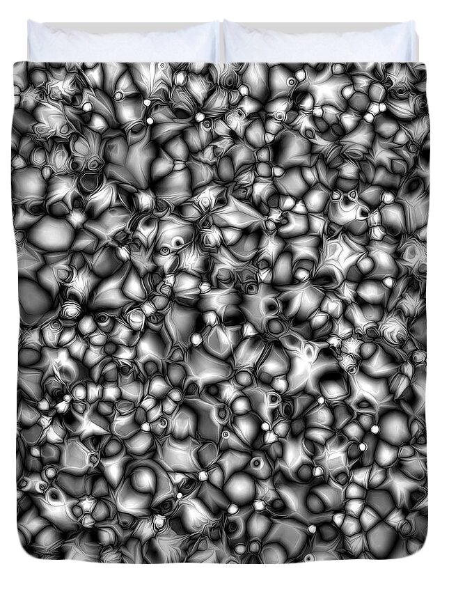 Black And White Duvet Cover featuring the digital art Monochromatic Chaos by Phil Perkins