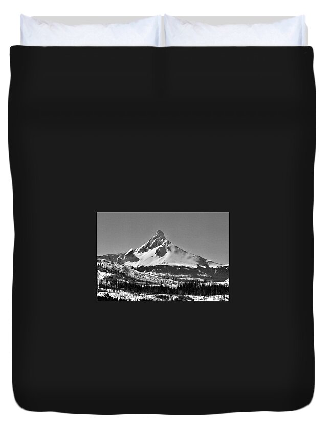 Snow Duvet Cover featuring the photograph Monochrome, Mt Washington in winter snow by Brent Bunch