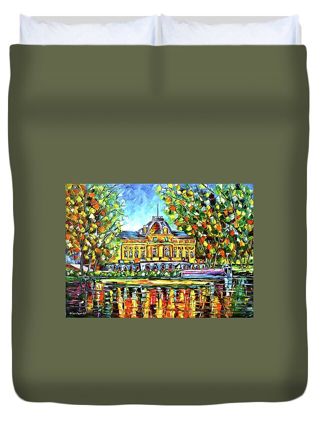 German Park Landscape Duvet Cover featuring the painting Monrepos Castle In Ludwigsburg by Mirek Kuzniar