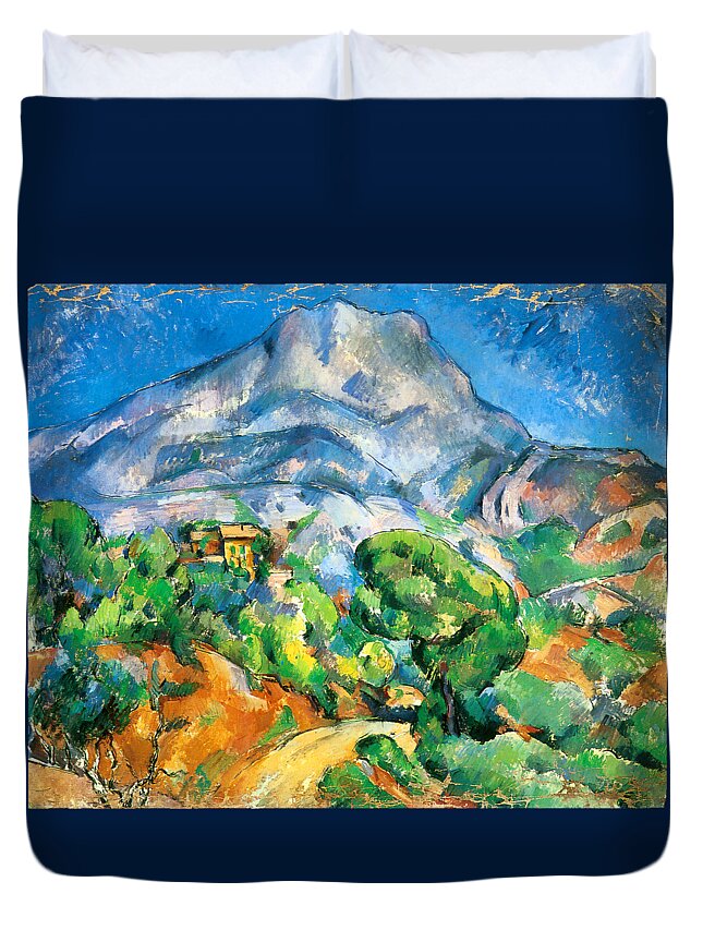 Cezanne Duvet Cover featuring the painting Monte Sainte-Victoire above the Tholonet Road 1896 by Paul Cezanne