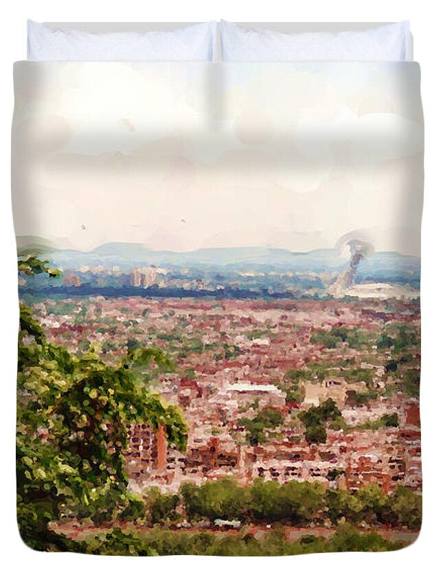 Montreal Duvet Cover featuring the mixed media Montreal by Asbjorn Lonvig