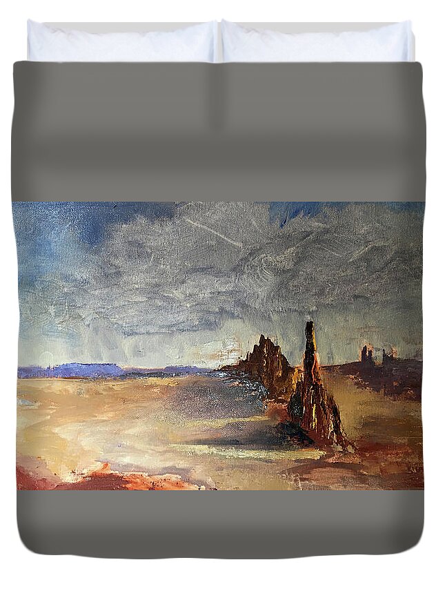 Monument Valley Duvet Cover featuring the painting Monument Valley Edit by Glory Ann Penington