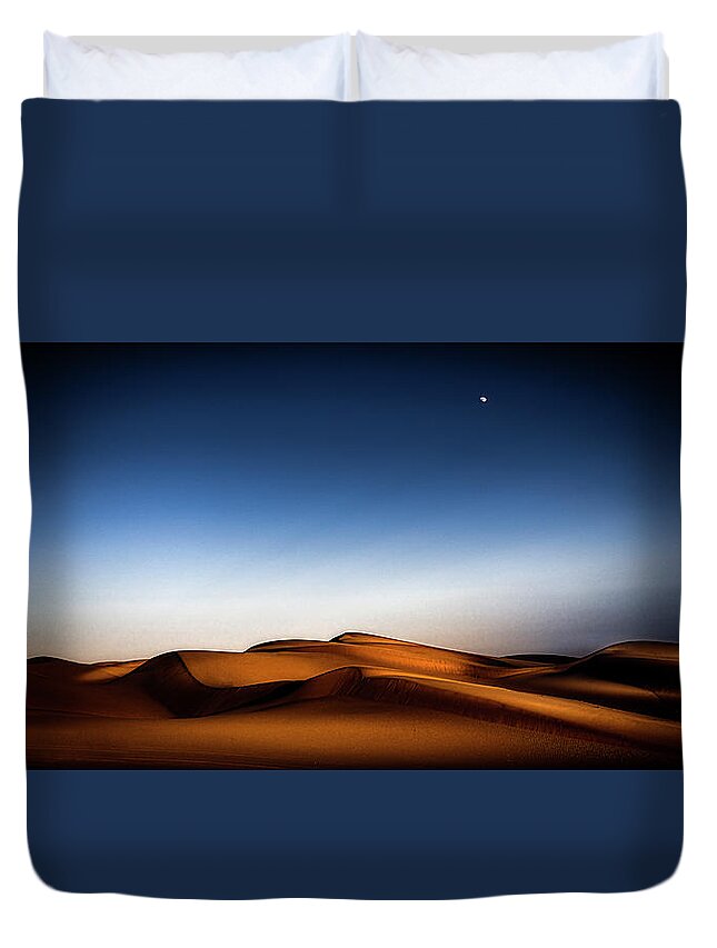 Moon Over The Dunes Duvet Cover featuring the photograph Moon Over the Dunes by Paul Bartell