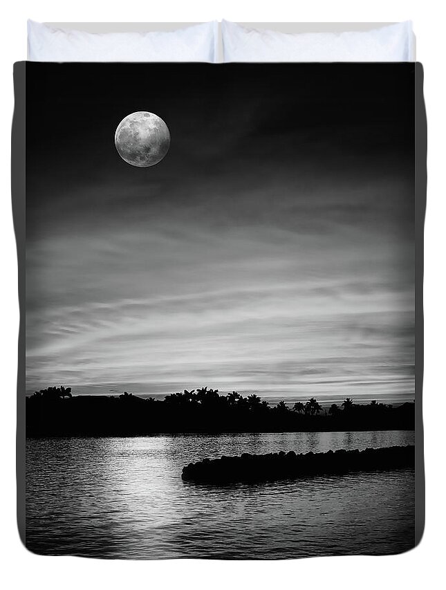 Full Moon Duvet Cover featuring the photograph Moon River by Laura Fasulo