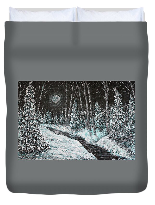 Snow Duvet Cover featuring the painting Moon Shadows by Linda Donlin