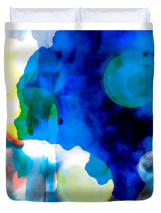 Abstract Duvet Cover featuring the digital art Moonlight on the Ocean by Jeremiah Ray