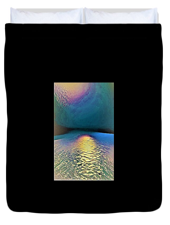 Abstract Duvet Cover featuring the digital art Moonlight Over Still Waters Dream by Vivian Aaron