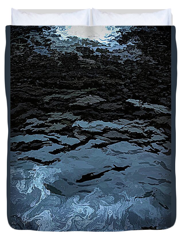 Water Duvet Cover featuring the photograph Moonlight Reflections in Water by Roslyn Wilkins