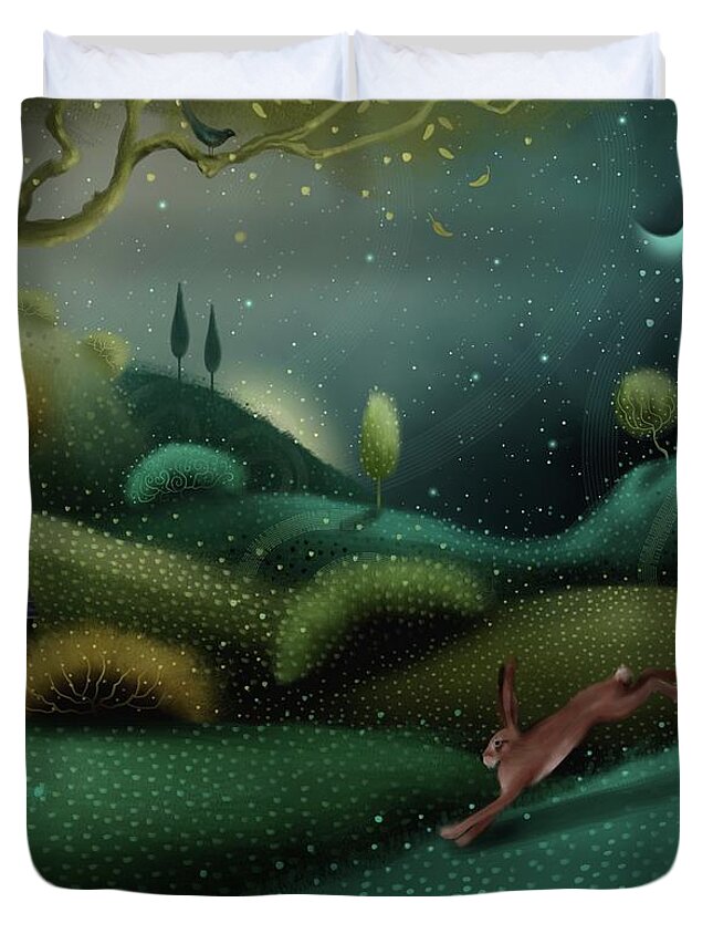 Landscape Art Duvet Cover featuring the painting Moonlight Dash by Joe Gilronan