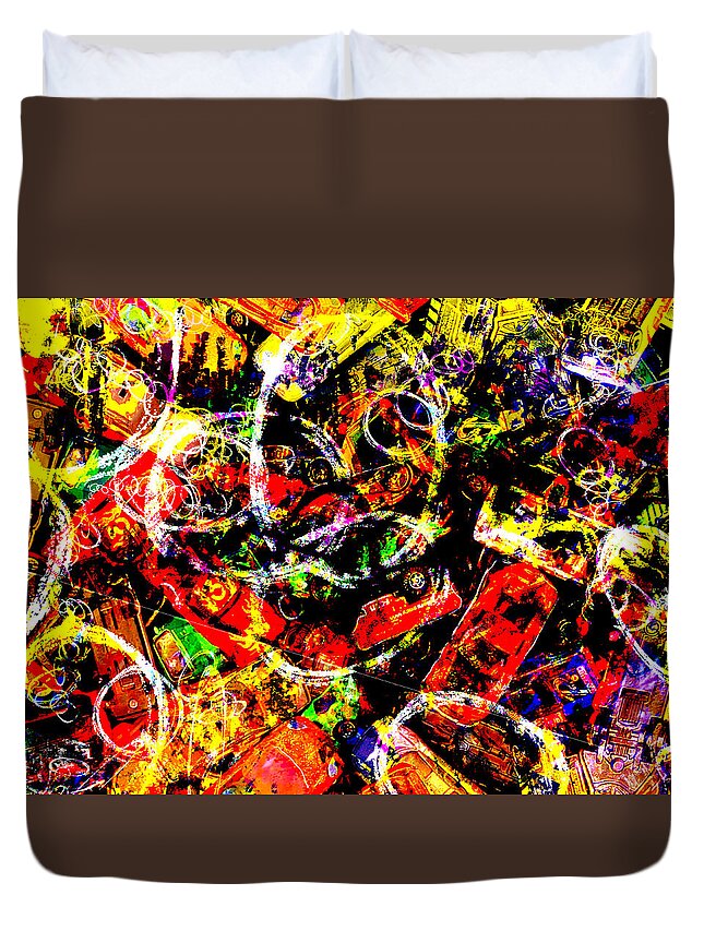 Abstract Duvet Cover featuring the digital art Morning Commute by Sandra Selle Rodriguez