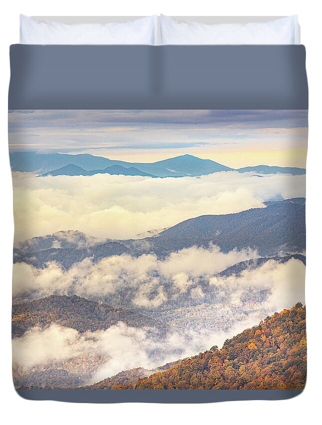 Maggie Valley Duvet Cover featuring the photograph Morning In The Mountains by Jordan Hill