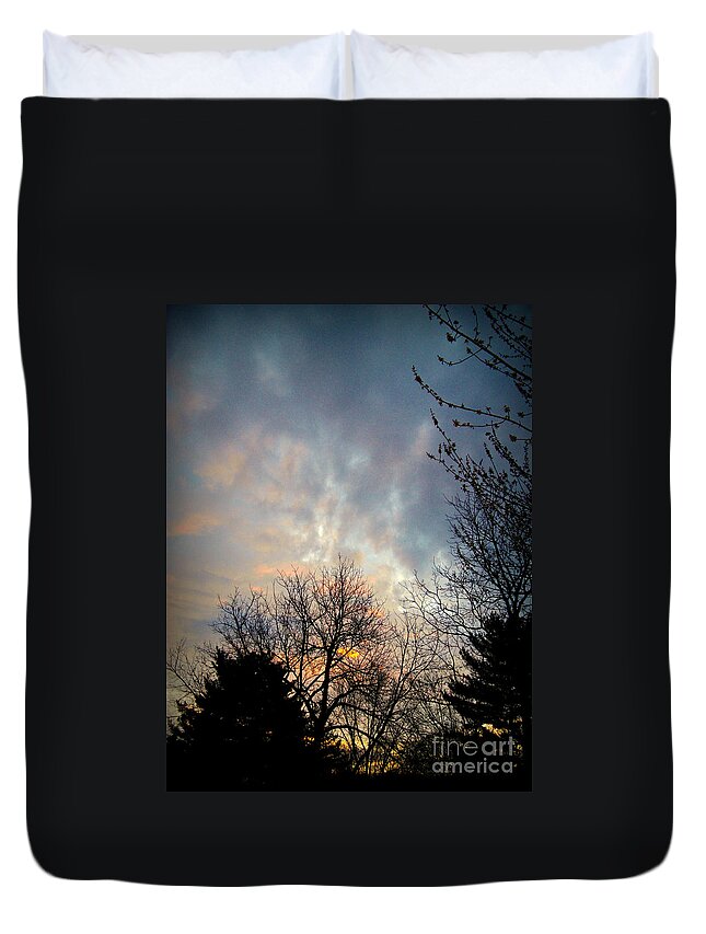 Landscape Photography Duvet Cover featuring the photograph Morning Mix of Sun and Clouds by Frank J Casella