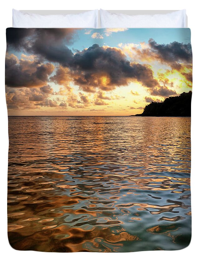 Kauai Duvet Cover featuring the photograph Morning Reflections by Christopher Johnson