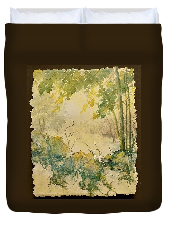 Watercolor Duvet Cover featuring the painting Morning Serenity by Carolyn Rosenberger