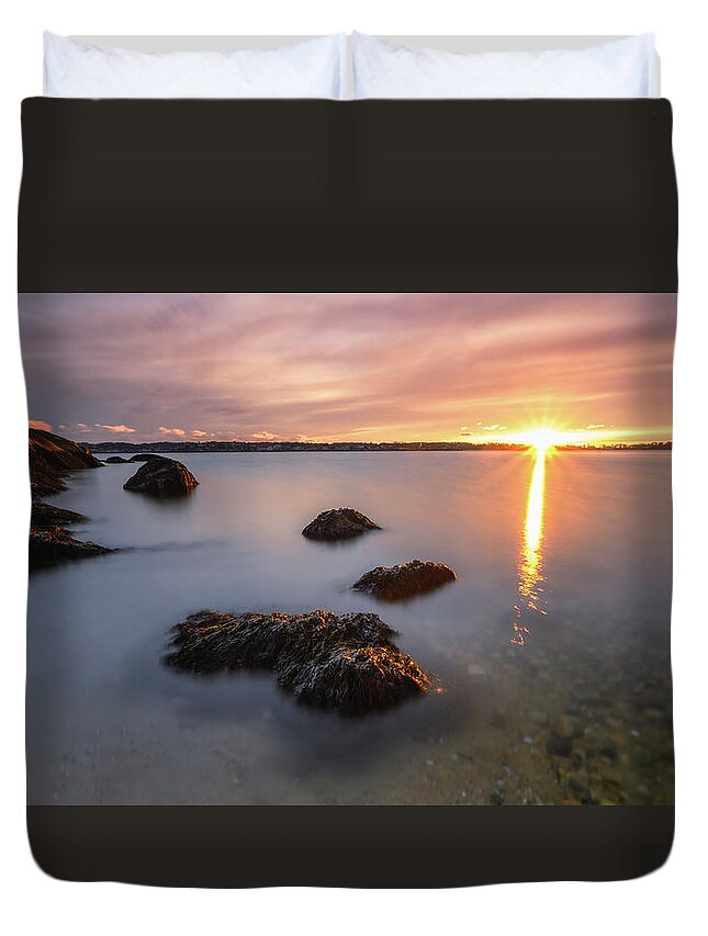 Sunrise Duvet Cover featuring the photograph Morning Sun, Stage Fort Park by Michael Hubley