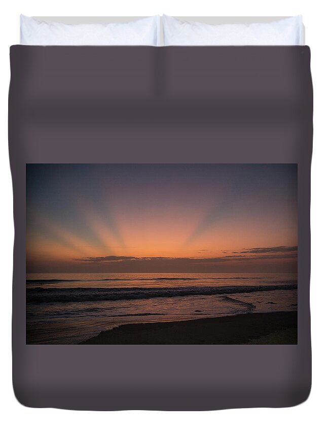 Ocean Duvet Cover featuring the photograph Morning Sunrise by Jessica Brown