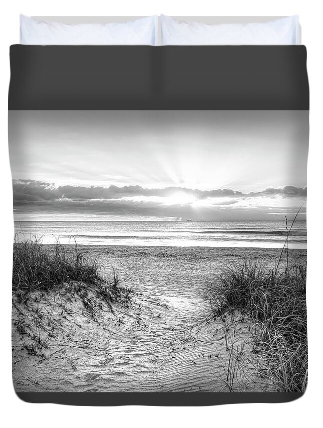 Black Duvet Cover featuring the photograph Morning's Blessings Black and White by Debra and Dave Vanderlaan