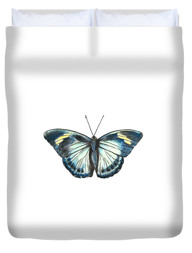 Butterfly Duvet Cover featuring the painting Morpho Butterfly by Pamela Schwartz