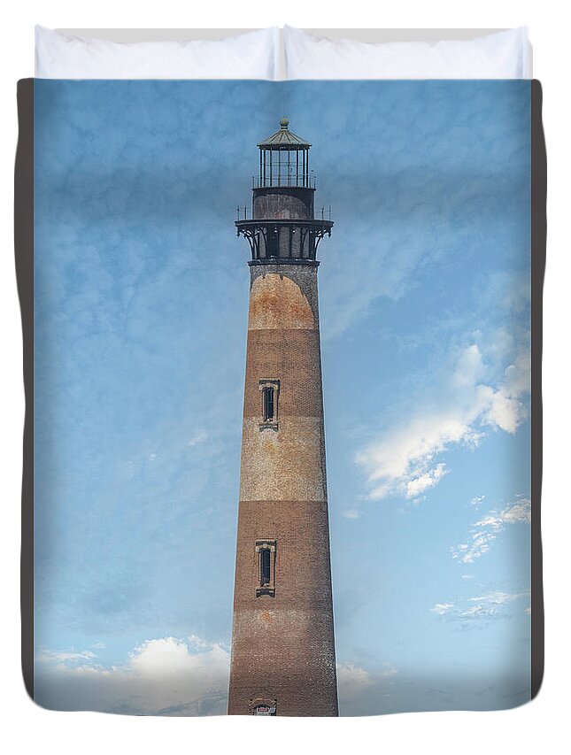 Morris Island Lighthouse Duvet Cover featuring the photograph Morris Island Lighthouse - Charleston South Carolina - Standing Tall by Dale Powell