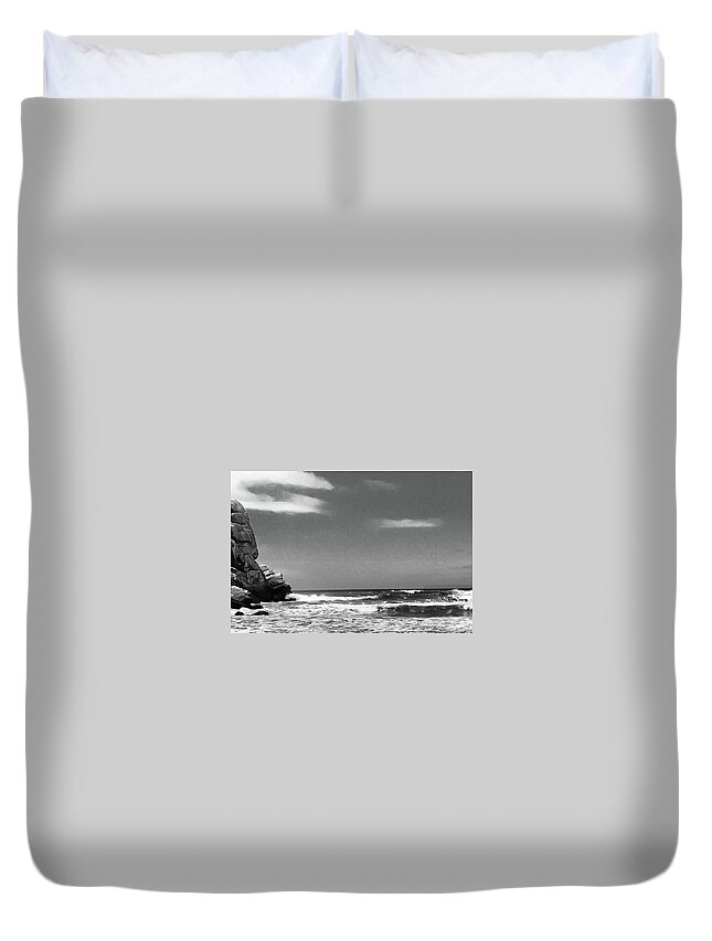  Duvet Cover featuring the photograph Morro Rock, CA by Dr Janine Williams