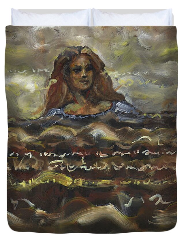 Mother Duvet Cover featuring the painting Mother Earth by Gary Nicholson