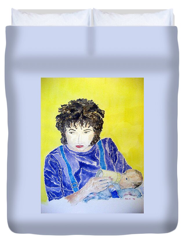Watercolor Duvet Cover featuring the painting Mother of Lore by John Klobucher