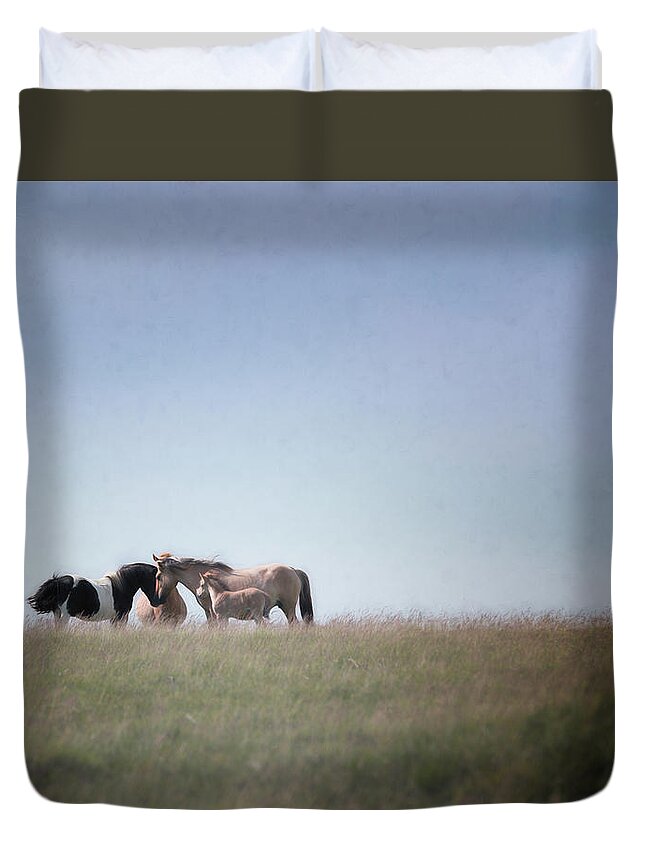 Horse Duvet Cover featuring the photograph Mothers Meeting - Horse Art by Lisa Saint