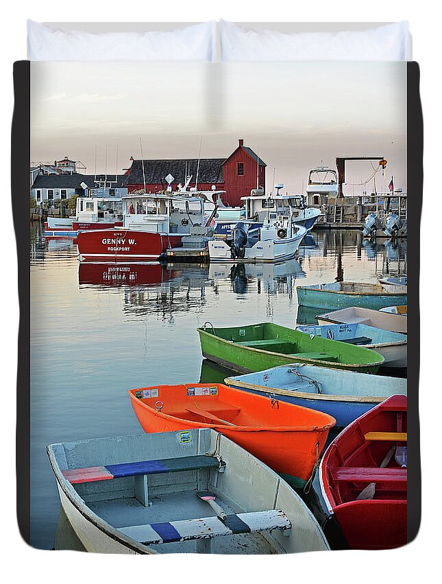 Rockport Duvet Cover featuring the photograph Motif #1 Rockport MA by Toby McGuire