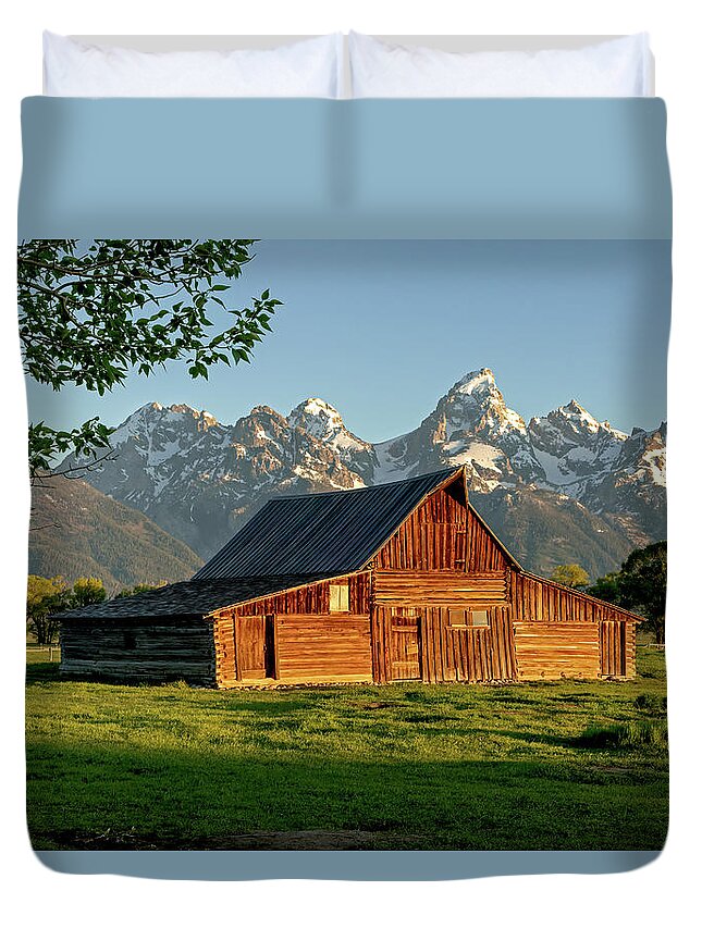 Barn Duvet Cover featuring the photograph Moulton Barn at Grand Teton by Jack Bell