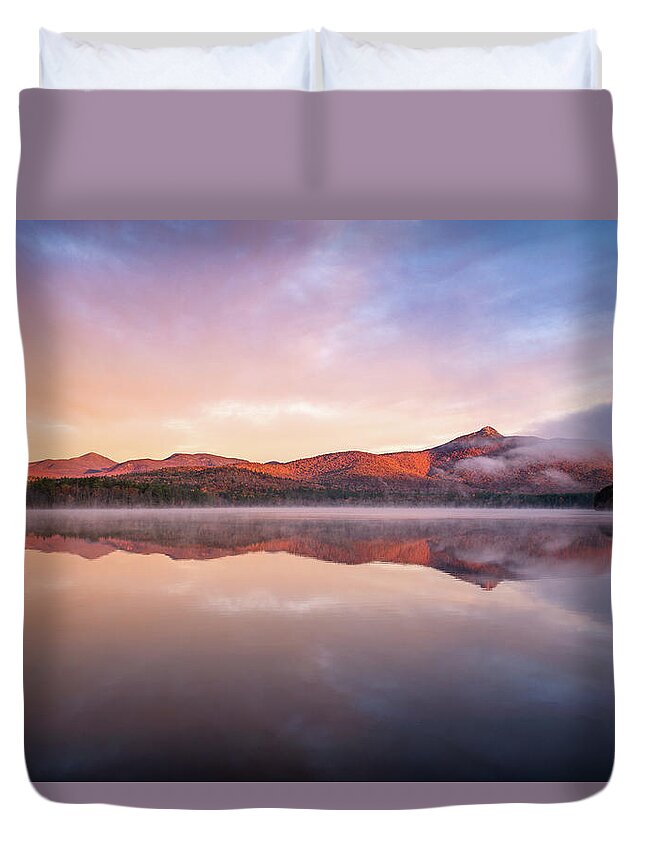 52 With A View Duvet Cover featuring the photograph Mount Chocorua Autumn Mist by Jeff Sinon