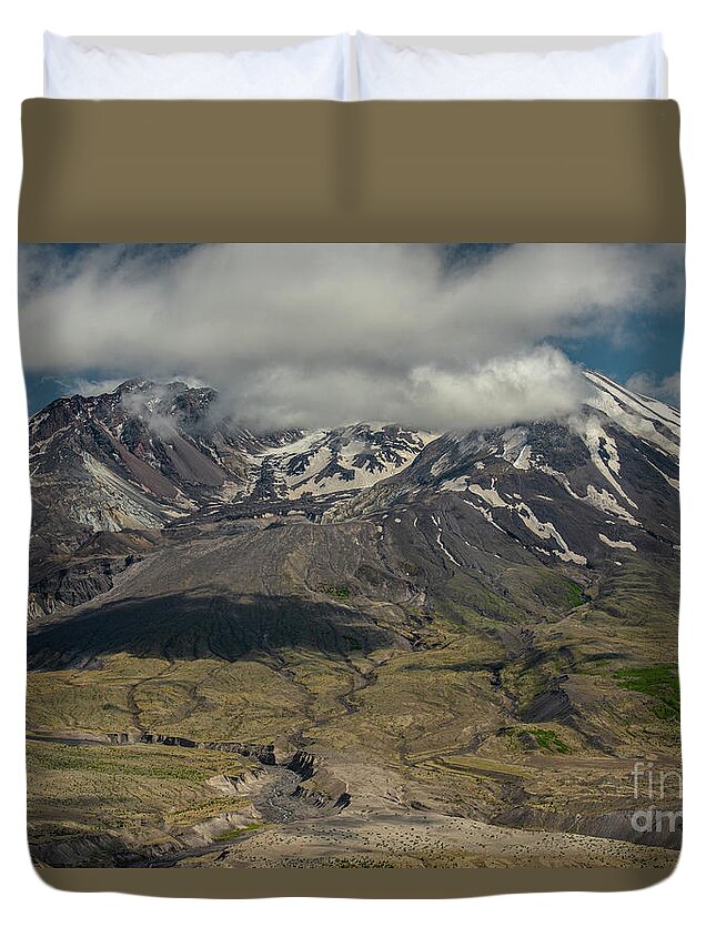 Mount St. Helens Duvet Cover featuring the photograph Mount Saint Helens as Clouds Roll In by Nancy Gleason