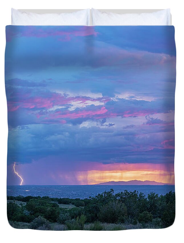 Landscape Duvet Cover featuring the photograph Mount Taylor Storms by Seth Betterly