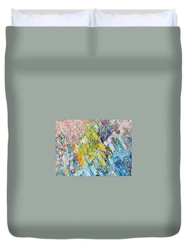 Abstract Duvet Cover featuring the painting Mountain Light by Jackie Ryan