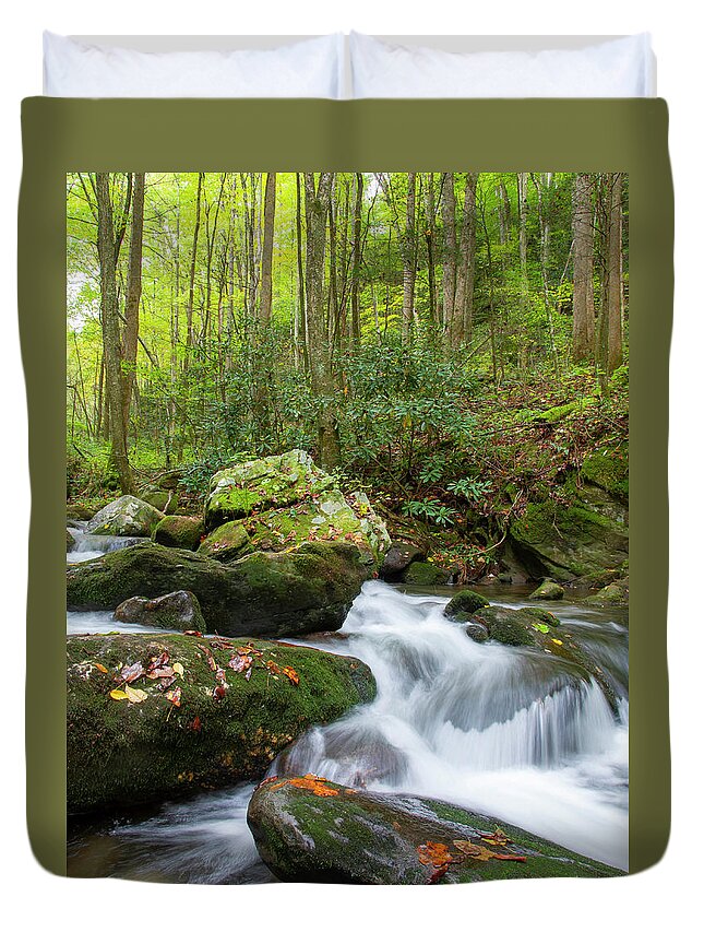 Tennessee Duvet Cover featuring the photograph Mountain Water by Larry Bohlin