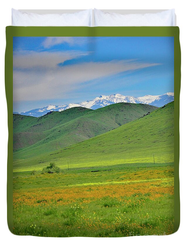 Wildflowers Duvet Cover featuring the photograph Mountains and Valleys by Debby Pueschel