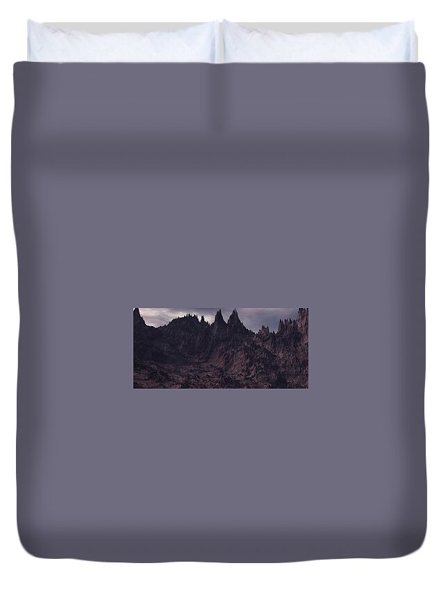 Lovecraft Duvet Cover featuring the digital art Mountains of Madness by Bernie Sirelson