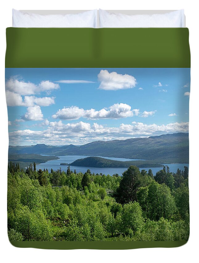 Landscape Duvet Cover featuring the photograph Mountainview from Langedrag by Gareth Parkes