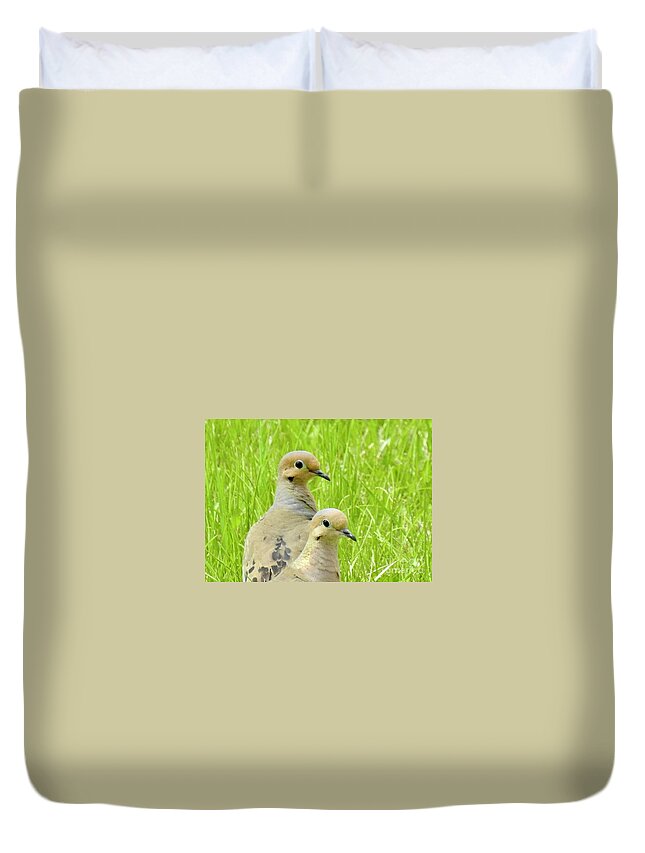 Mourning Doves. Cariboo Birds. Duvet Cover featuring the photograph Mourning Doves by Nicola Finch