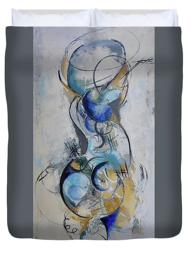 Abstract Duvet Cover featuring the painting Movement by Sunel De Lange