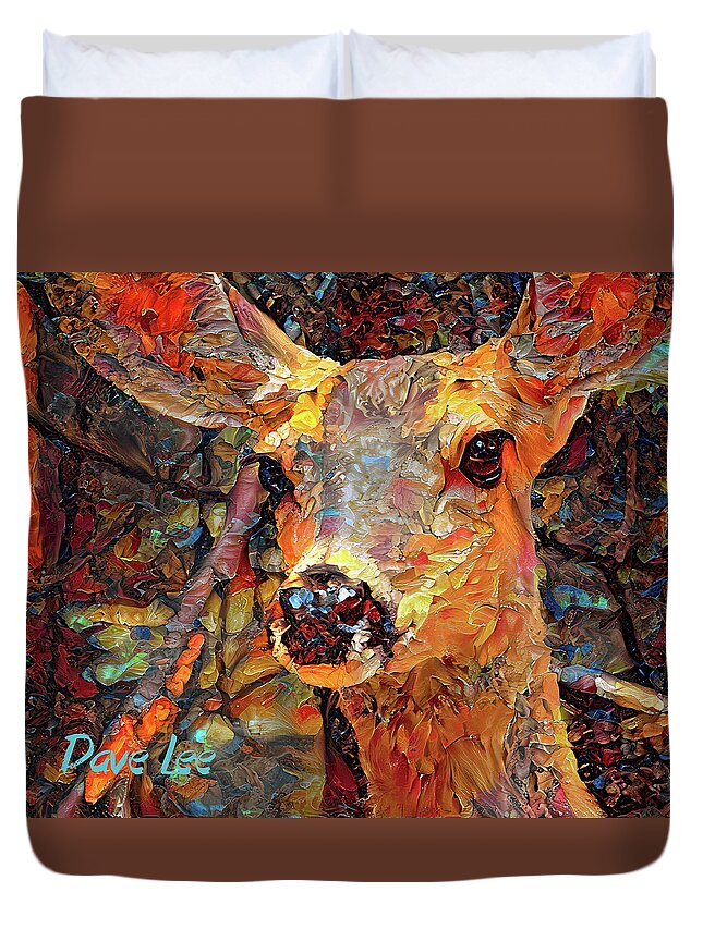 Mule Deer Duvet Cover featuring the digital art Mule Deer Delight by Dave Lee