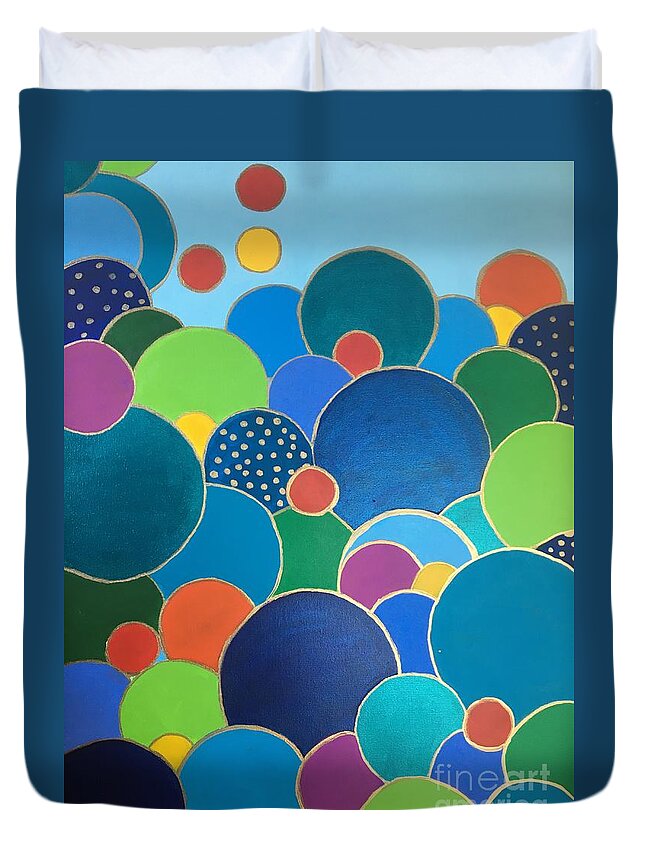 Bubbles Duvet Cover featuring the painting Multi-color Bubbles by Debora Sanders