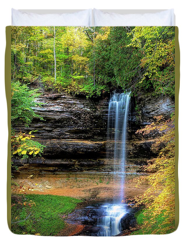 Munising Duvet Cover featuring the photograph Munising Falls by Cheryl Strahl