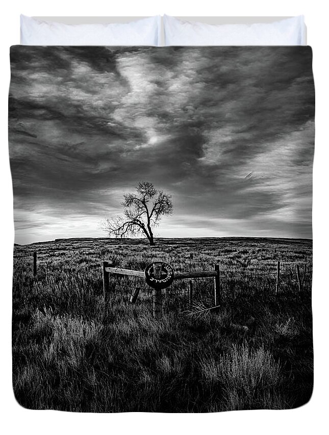  Duvet Cover featuring the photograph Murray Tree Monochrome by Darcy Dietrich