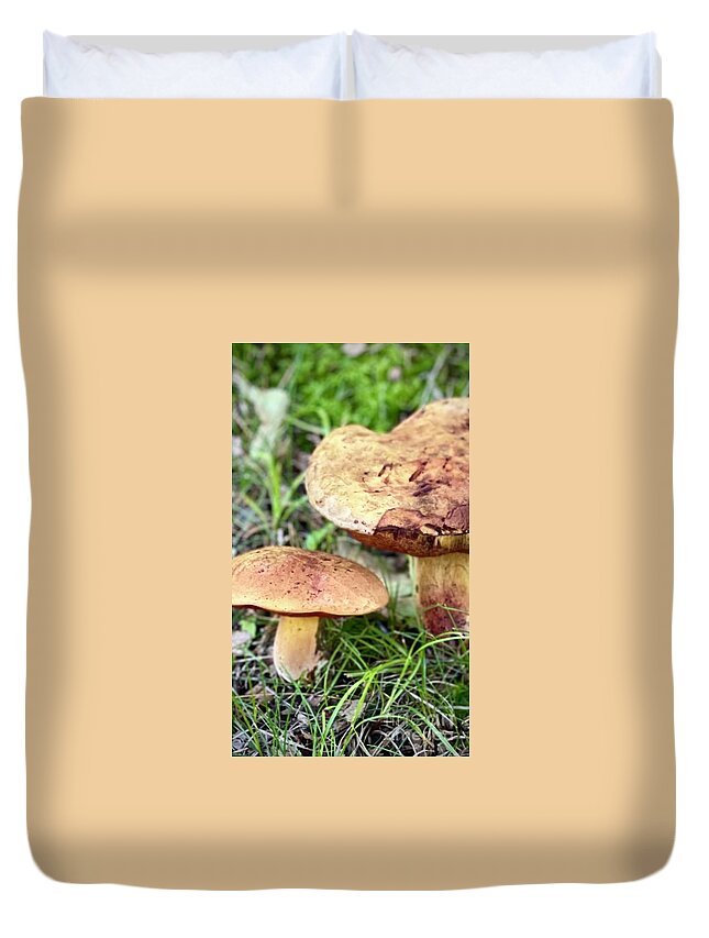 Mushrooms Duvet Cover featuring the photograph Mushrooms by Deena Withycombe