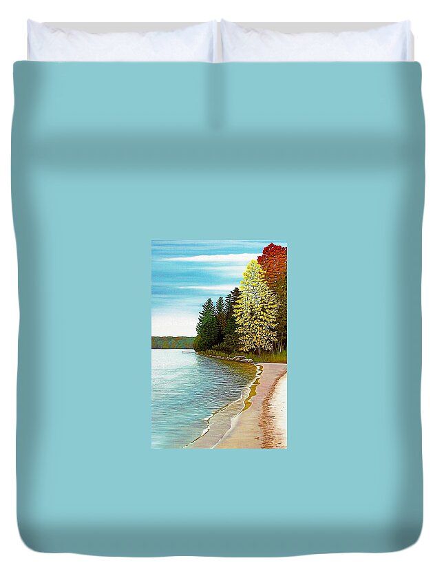 Landscapes Duvet Cover featuring the painting Muskoka Beach by Kenneth M Kirsch