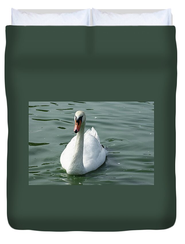  Duvet Cover featuring the photograph Mute Swan by Heather E Harman